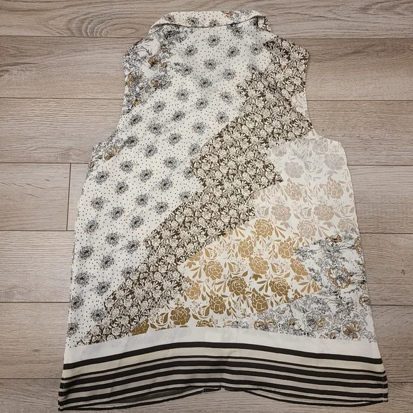 Calvin Klein Shell Collared Tank Top Multi-colored Brown Cream Sleeveless XS - Picture 5 of 8